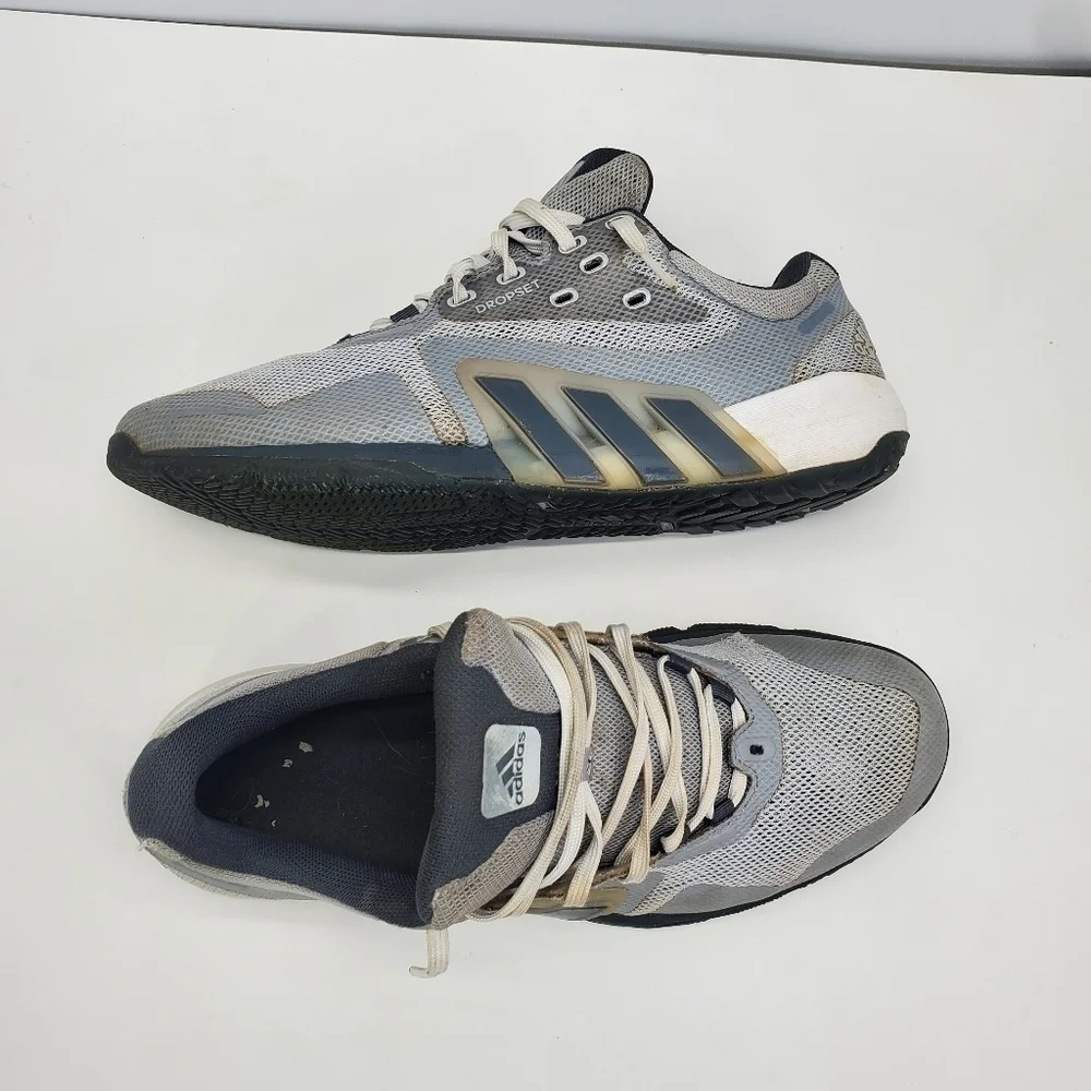 adidas Dropset Shoes Men 11 Trainer Gray White Three Stripe Athletic Sneaker